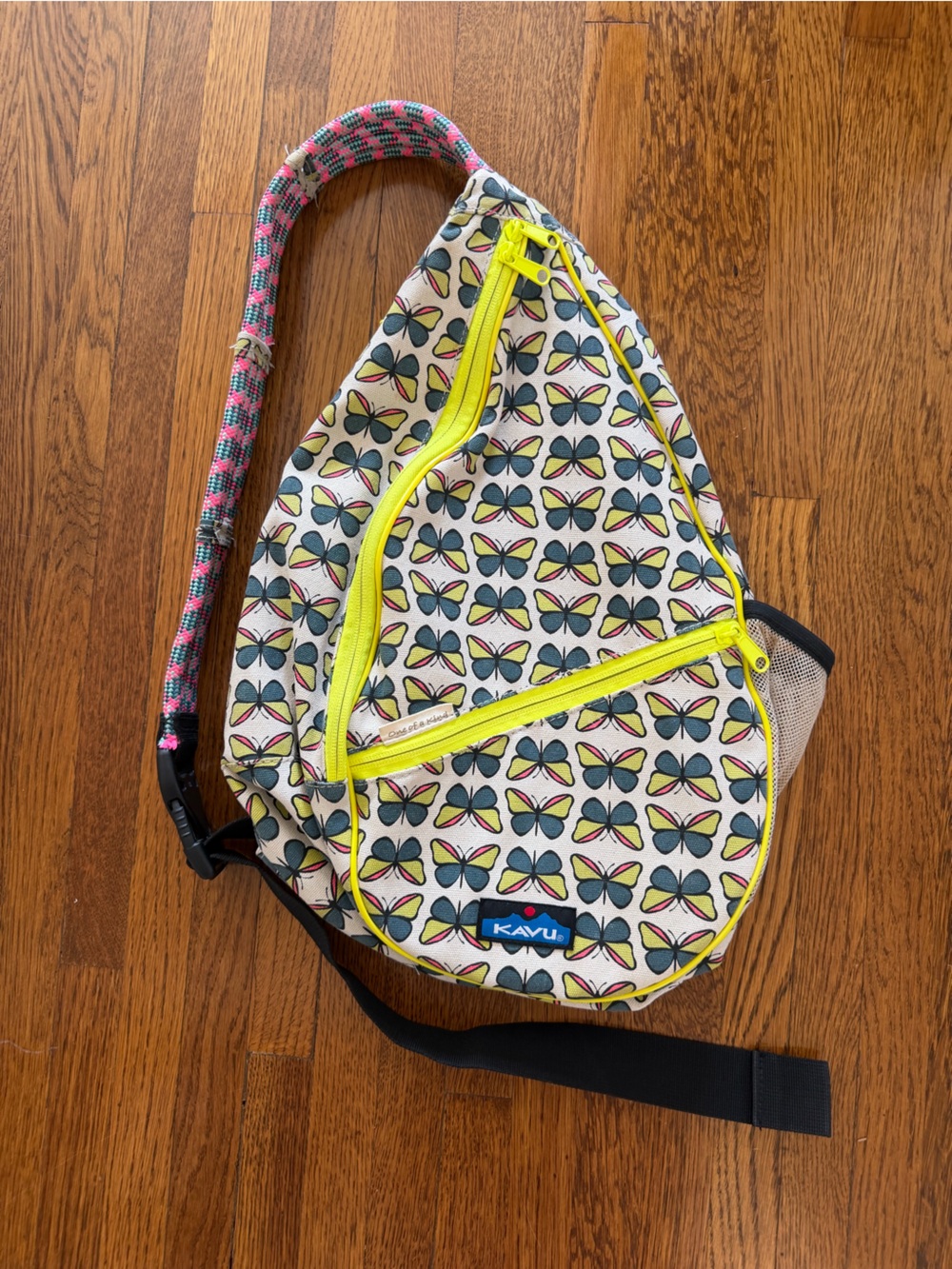 Kavu Butterfly Sling Bag in Cream with Yellow Accents